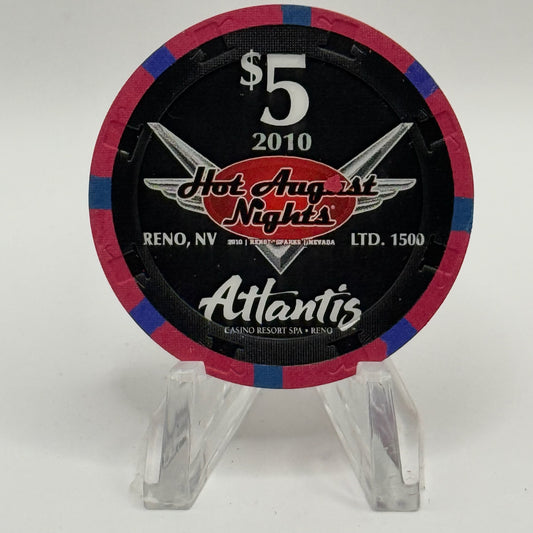 Atlantis Reno Nevada 2010 'Hot August Nights - Cruise Of Champions' LE $5 Casino Chip E9820