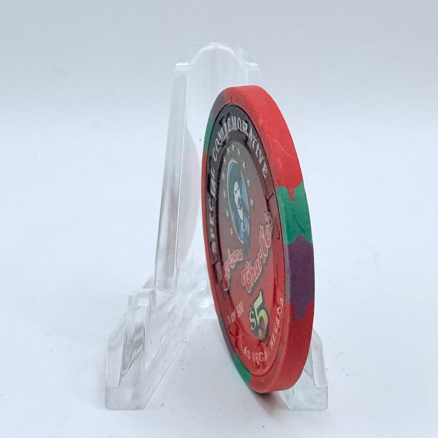 Arizona Charlie's Decatur (West) Las Vegas Nevada 1996 'Cleveland Hall Of Fame Reunion, Bob Feller' LE $5 Casino Chip N7234