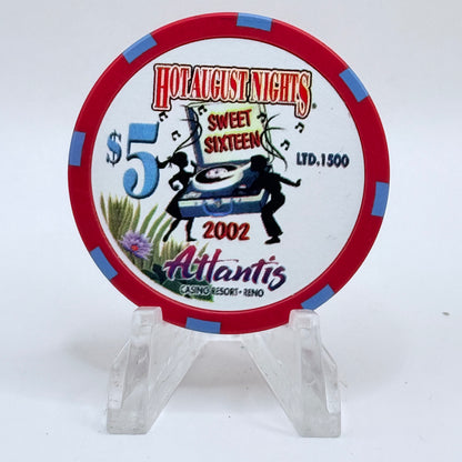 Atlantis Reno Nevada 2002 'Hot August Nights' LE $5 Casino Chip E0033