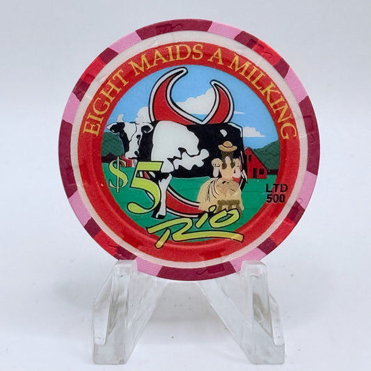 Rio Las Vegas Nevada 2003 'Eight Maids A Milking' Series 4 LE $5 Casino Chip E2309