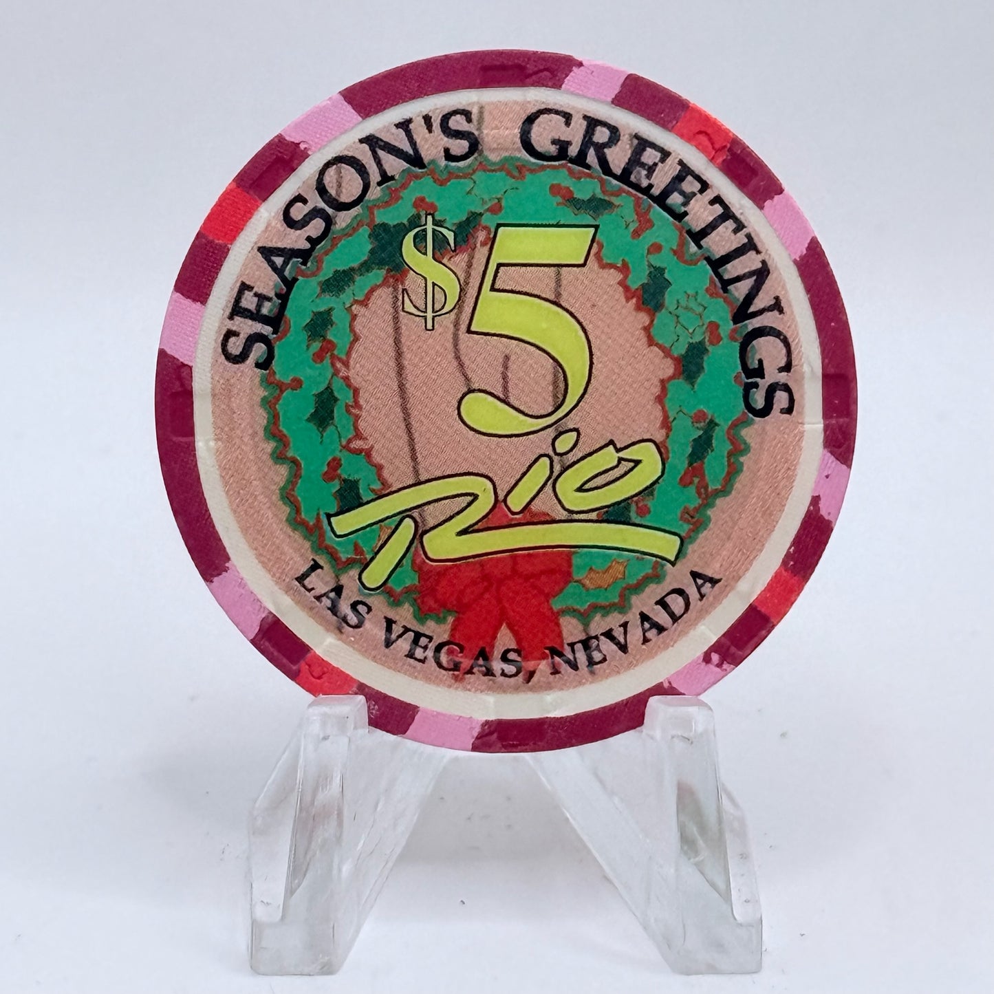 Rio Las Vegas Nevada 2003 'Eight Maids A Milking' Series 4 LE $5 Casino Chip E2309