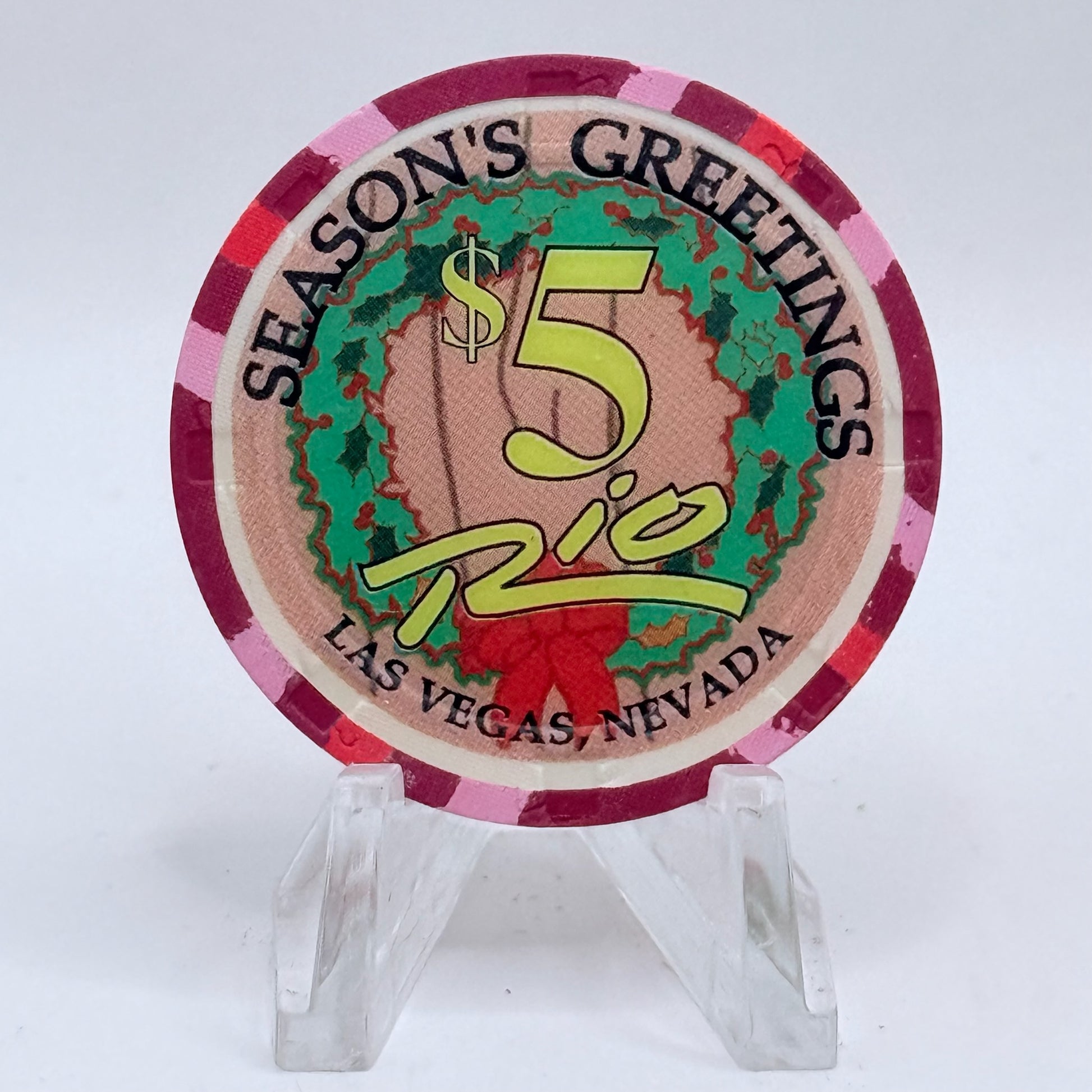 Rio Las Vegas Nevada 2003 'Eight Maids A Milking' Series 4 LE $5 Casino Chip E2309