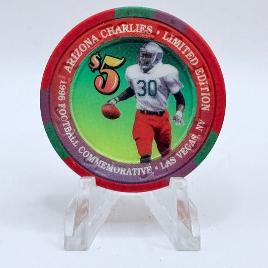 Arizona Charlie's Decatur (West) Las Vegas Nevada 1996 'Football Commemorative' Series 5 LE $5 Casino Chip N2441
