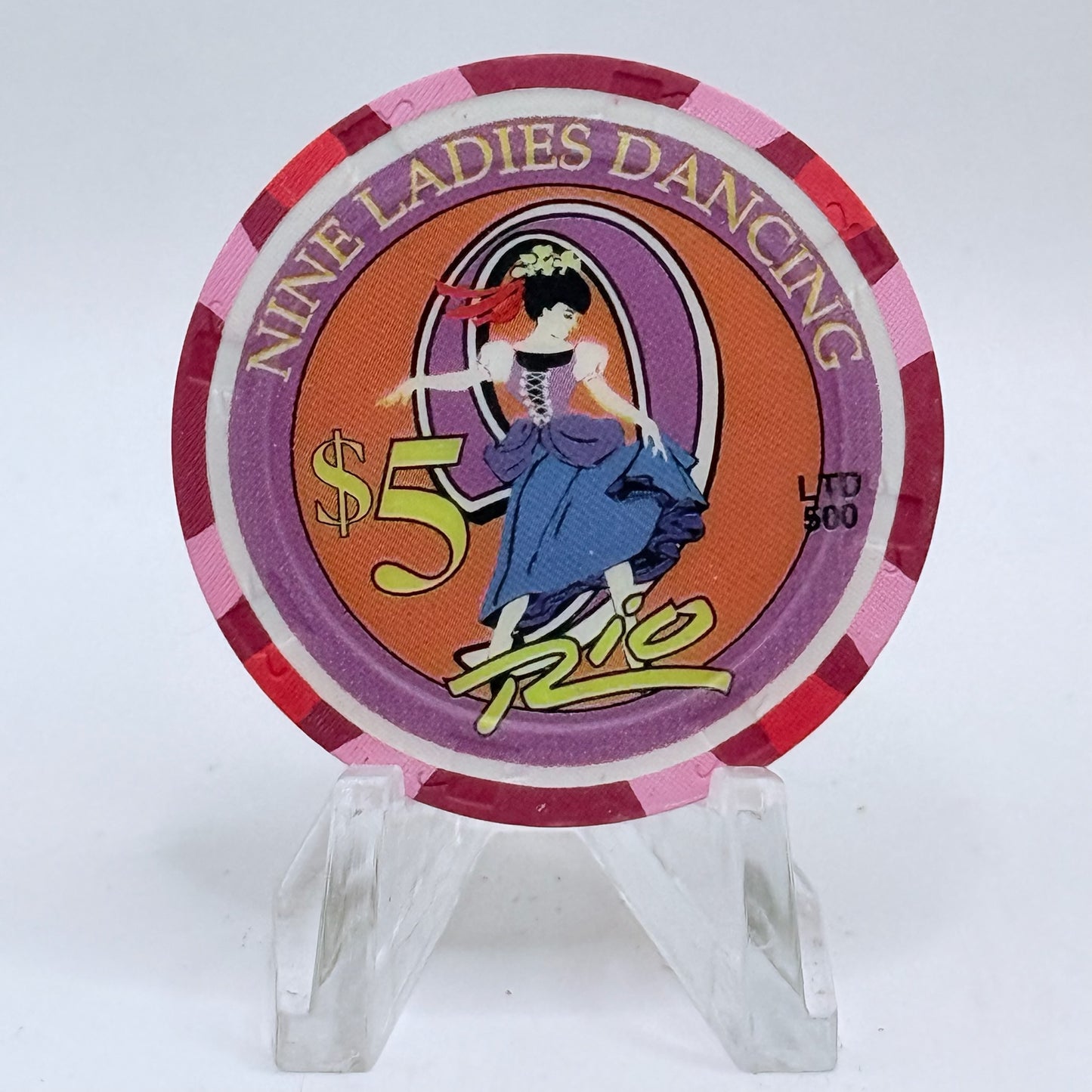 Rio Las Vegas Nevada 2003 'Nine Ladies Dancing' Series 4 LE $5 Casino Chip E2307