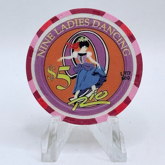 Rio Las Vegas Nevada 2003 'Nine Ladies Dancing' Series 4 LE $5 Casino Chip E2307
