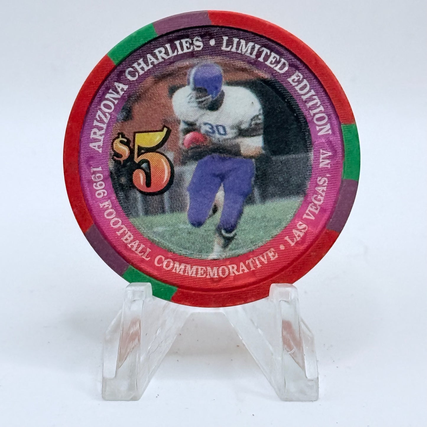 Arizona Charlie's Decatur (West) Las Vegas Nevada 1996 'The Rusher' Series 5 LE $5 Casino Chip N2447