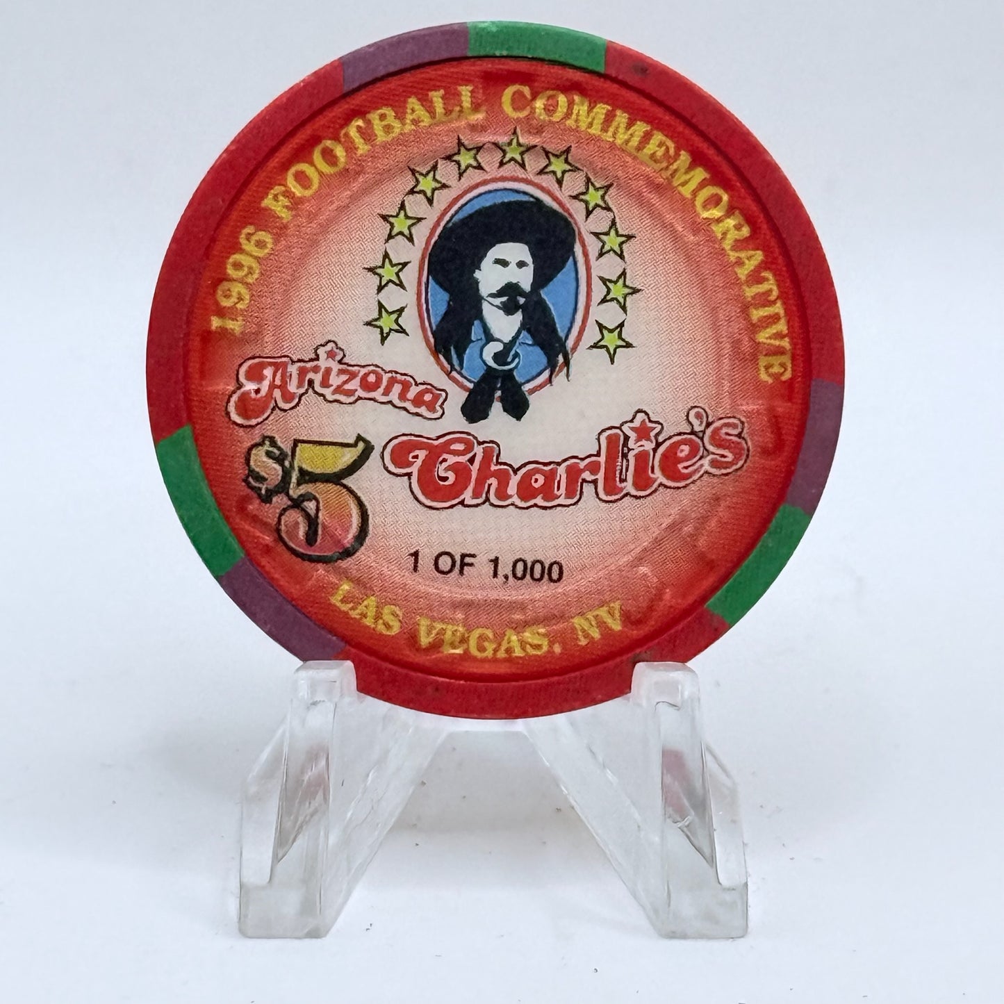 Arizona Charlie's Decatur (West) Las Vegas Nevada 1996 'The Rusher' Series 5 LE $5 Casino Chip N2447