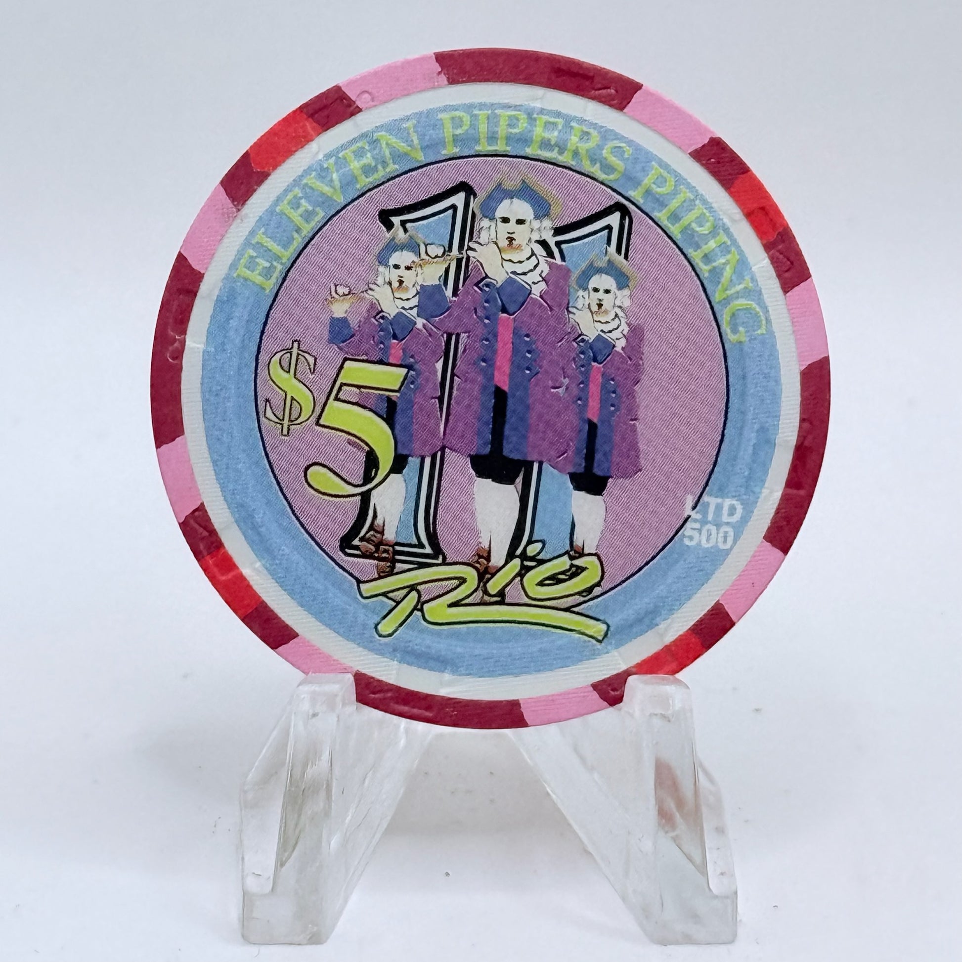 Rio Las Vegas Nevada 2003 'Eleven Pipers Piping' Series 4 LE $5 Casino Chip E2304