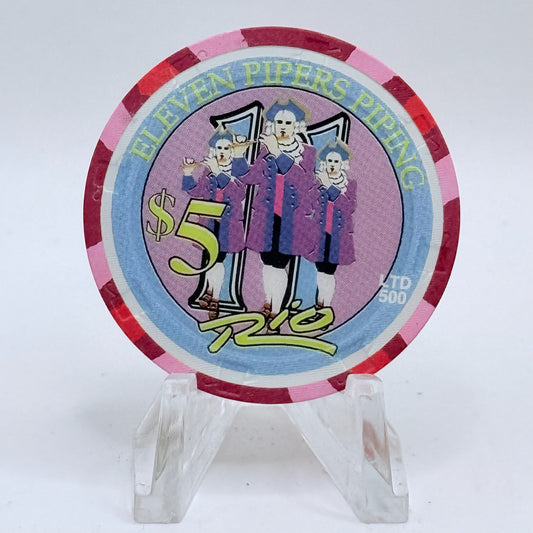 Rio Las Vegas Nevada 2003 'Eleven Pipers Piping' Series 4 LE $5 Casino Chip E2304