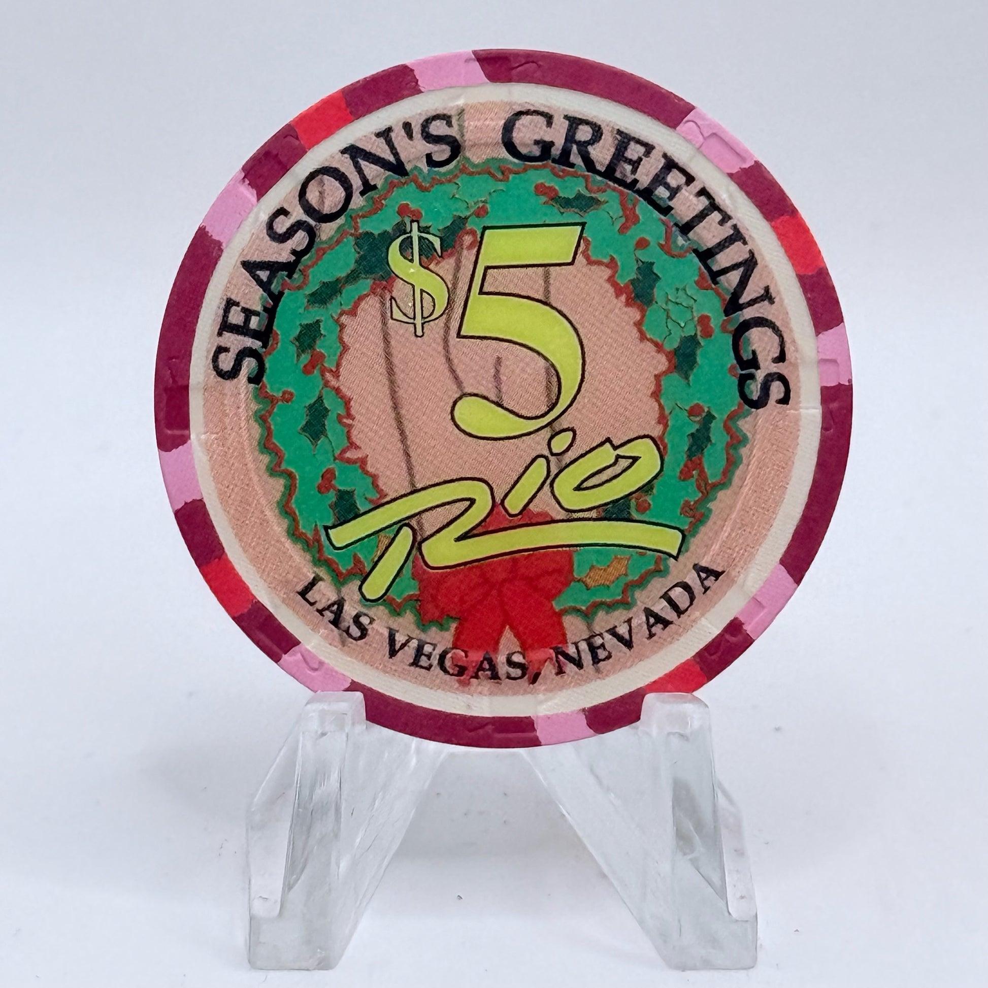 Rio Las Vegas Nevada 2003 'Eleven Pipers Piping' Series 4 LE $5 Casino Chip E2304