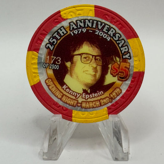 Barbary Coast Las Vegas Nevada 2004 '25th Anniversary Kenny Epstein' LE $5 Casino Chip E0058
