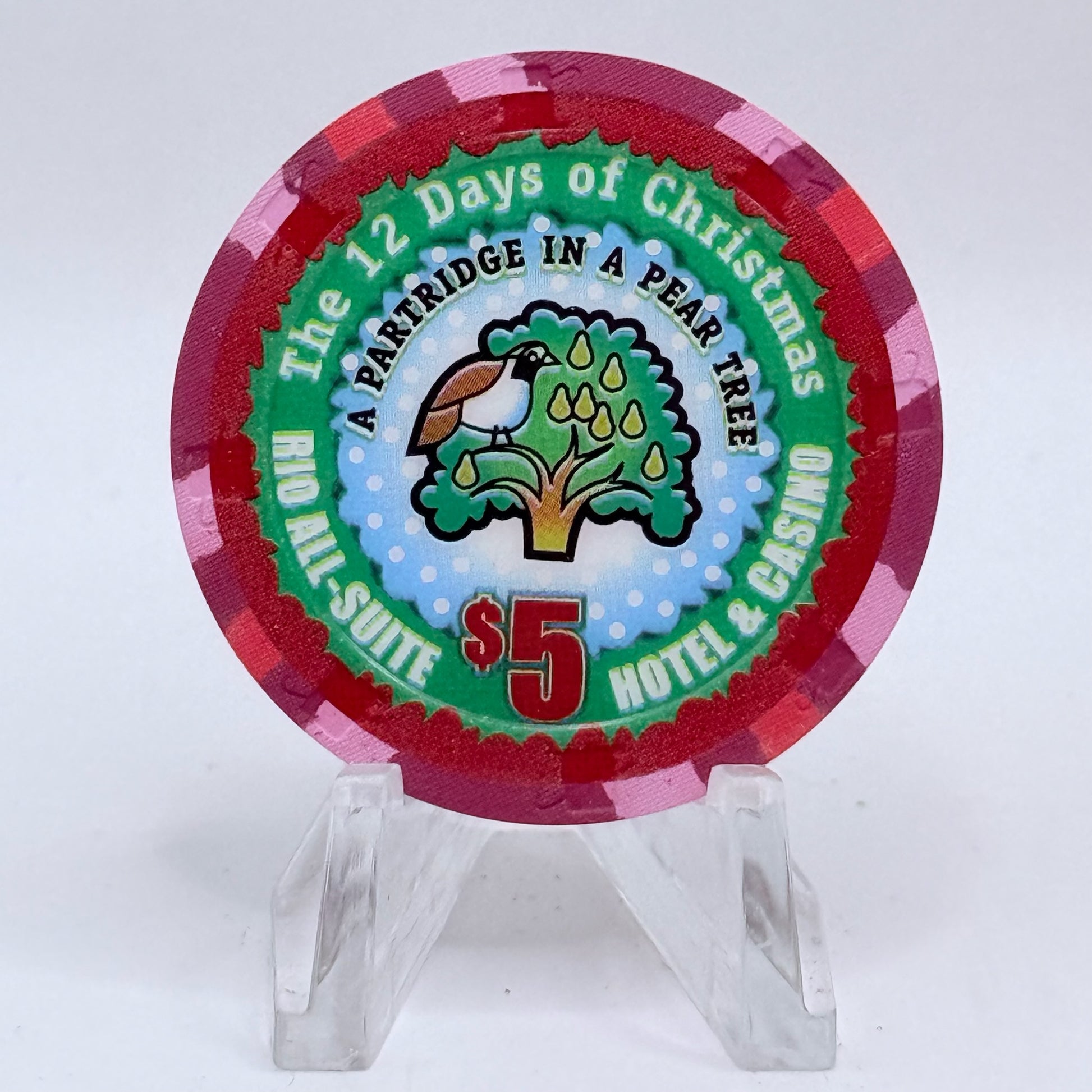 Rio Las Vegas Nevada 2004 'Partridge In A Pear Tree' Series 17 LE $5 Casino Chip E4065