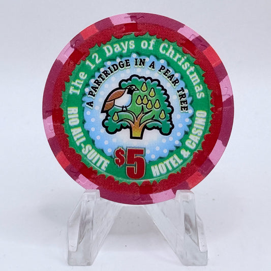 Rio Las Vegas Nevada 2004 'Partridge In A Pear Tree' Series 17 LE $5 Casino Chip E4065