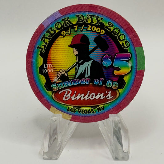 Binion's Gambling Hall Las Vegas Nevada 2009 'Labor Day' LE $5 Casino Chip E9069