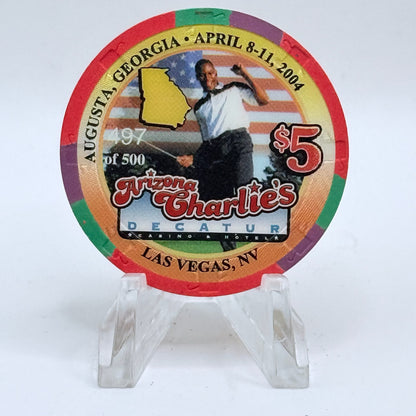 Arizona Charlie's Decatur (West) Las Vegas Nevada 2004 'Masters, Augusta, Georgia' LE $5 Casino Chip E3892