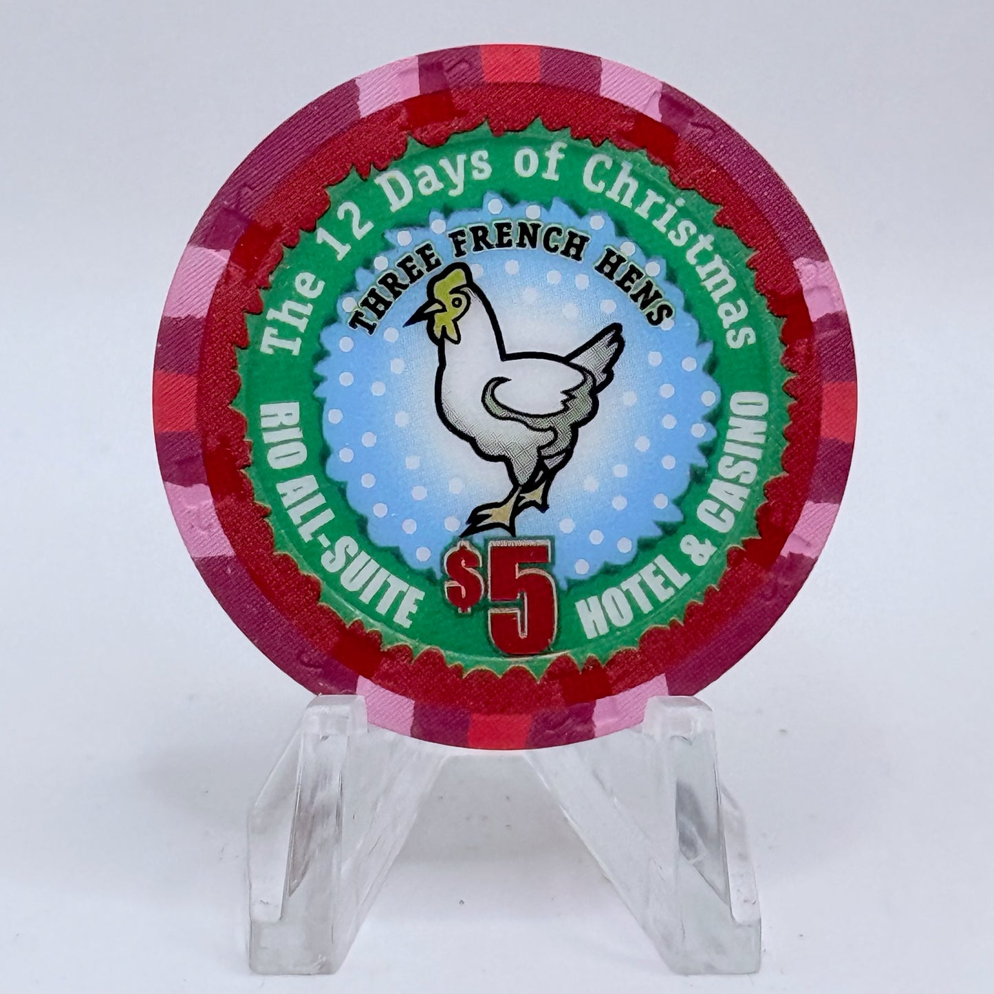 Rio Las Vegas Nevada 2004 'Three French Hens' Series 17 LE $5 Casino Chip E4061