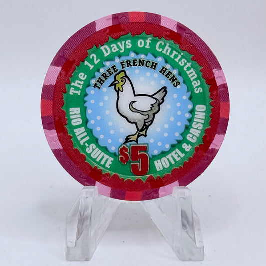 Rio Las Vegas Nevada 2004 'Three French Hens' Series 17 LE $5 Casino Chip E4061
