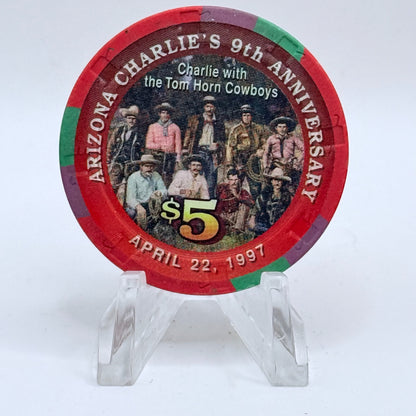 Arizona Charlie's Decatur (West) Las Vegas Nevada 1997 '9th Anniversary (Tom Horn Cowboys)' LE $5 Casino Chip V2004