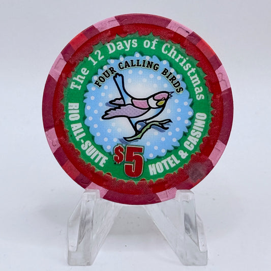 Rio Las Vegas Nevada 2004 'Four Calling Birds' Series 17 LE $5 Casino Chip E4055