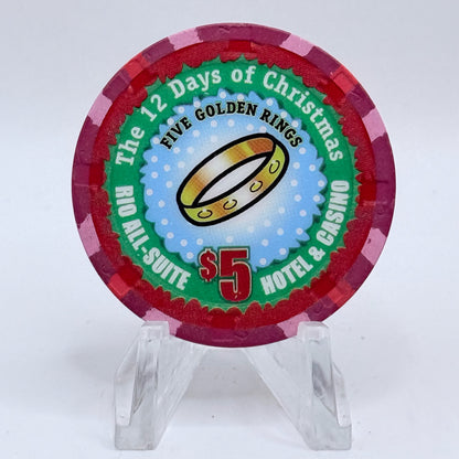 Rio Las Vegas Nevada 2004 'Five Golden Rings' Series 17 LE $5 Casino Chip E4054
