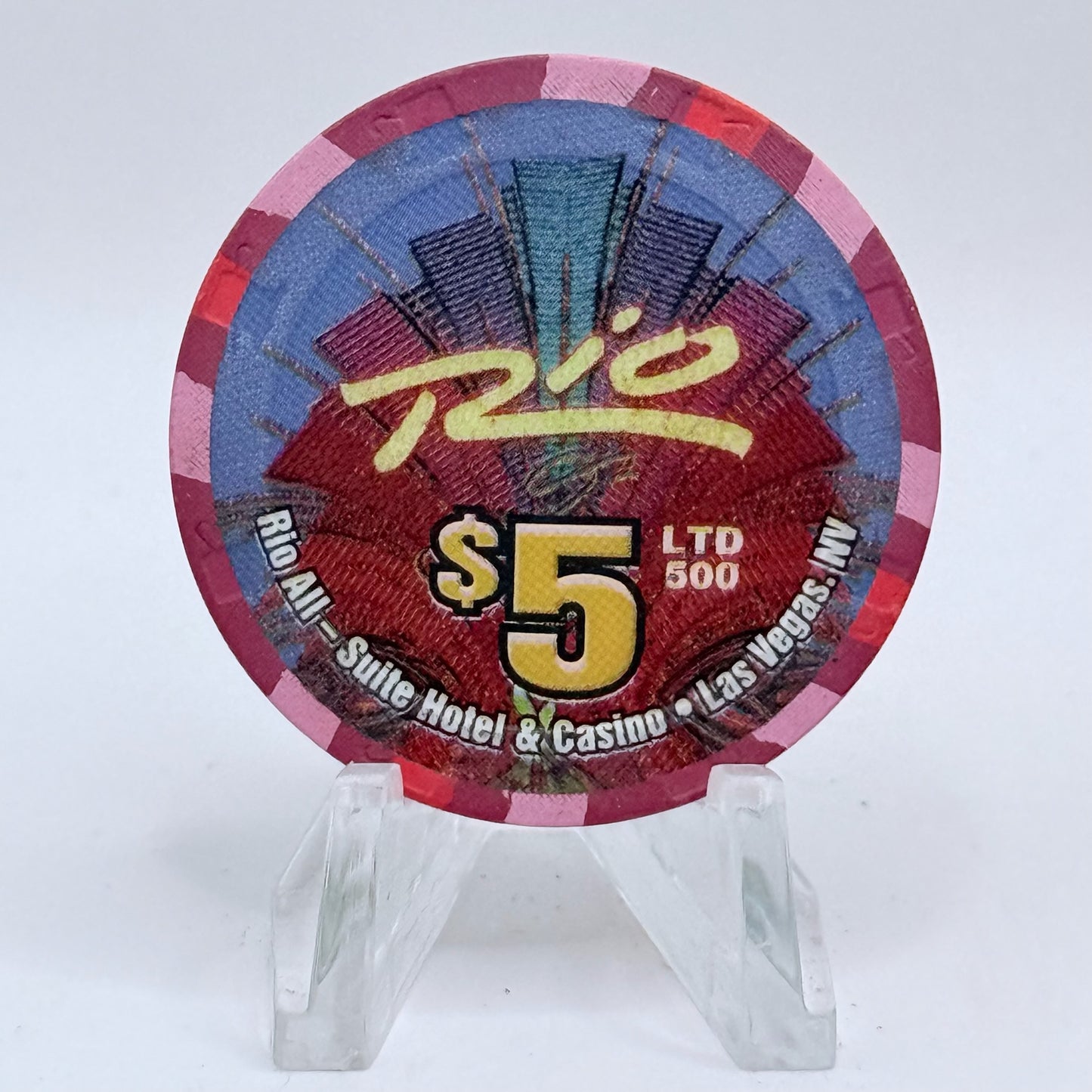 Rio Las Vegas Nevada 2004 'Five Golden Rings' Series 17 LE $5 Casino Chip E4054