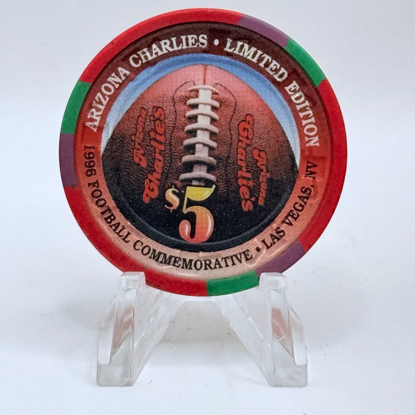 Arizona Charlie's Decatur (West) Las Vegas Nevada 1996 'Football Commemorative' Series 5 LE $5 Casino Chip N2443