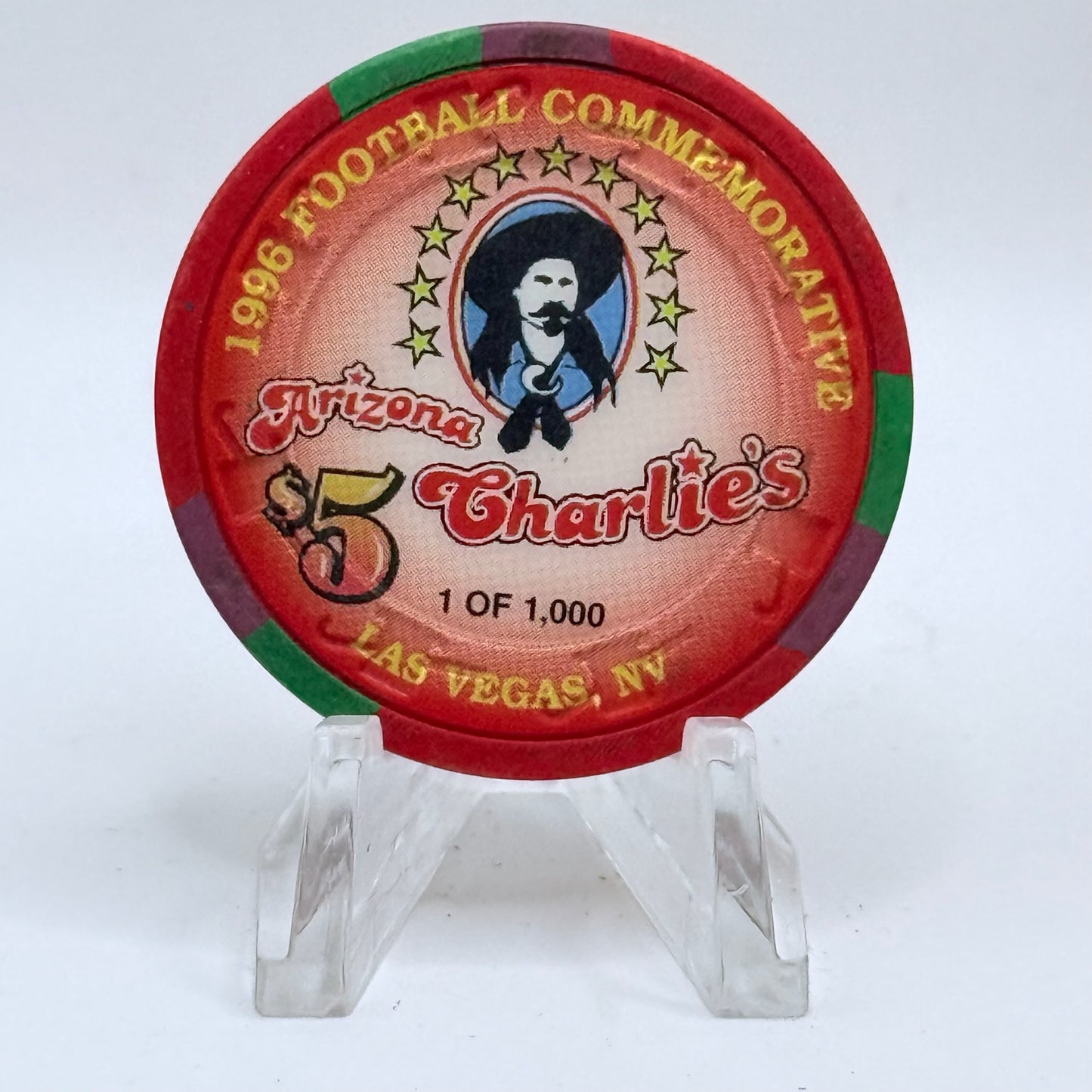 Arizona Charlie's Decatur (West) Las Vegas Nevada 1996 'Football Commemorative' Series 5 LE $5 Casino Chip N2443
