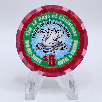 Rio Las Vegas Nevada 2004 'Seven Swans A Swimming' Series 17 LE $5 Casino Chip E4058
