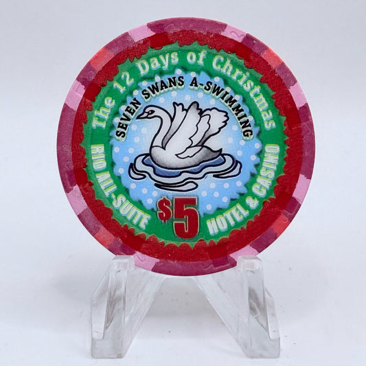 Rio Las Vegas Nevada 2004 'Seven Swans A Swimming' Series 17 LE $5 Casino Chip E4058