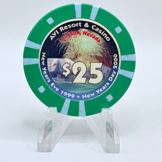 Avi Casino Laughlin Nevada 1999 'New Years Eve' LE $25 Casino Chip V3687