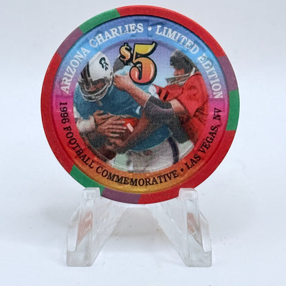 Arizona Charlie's Decatur (West) Las Vegas Nevada 1996 'Football Commemorative' Series 5 LE $5 Casino Chip N2445