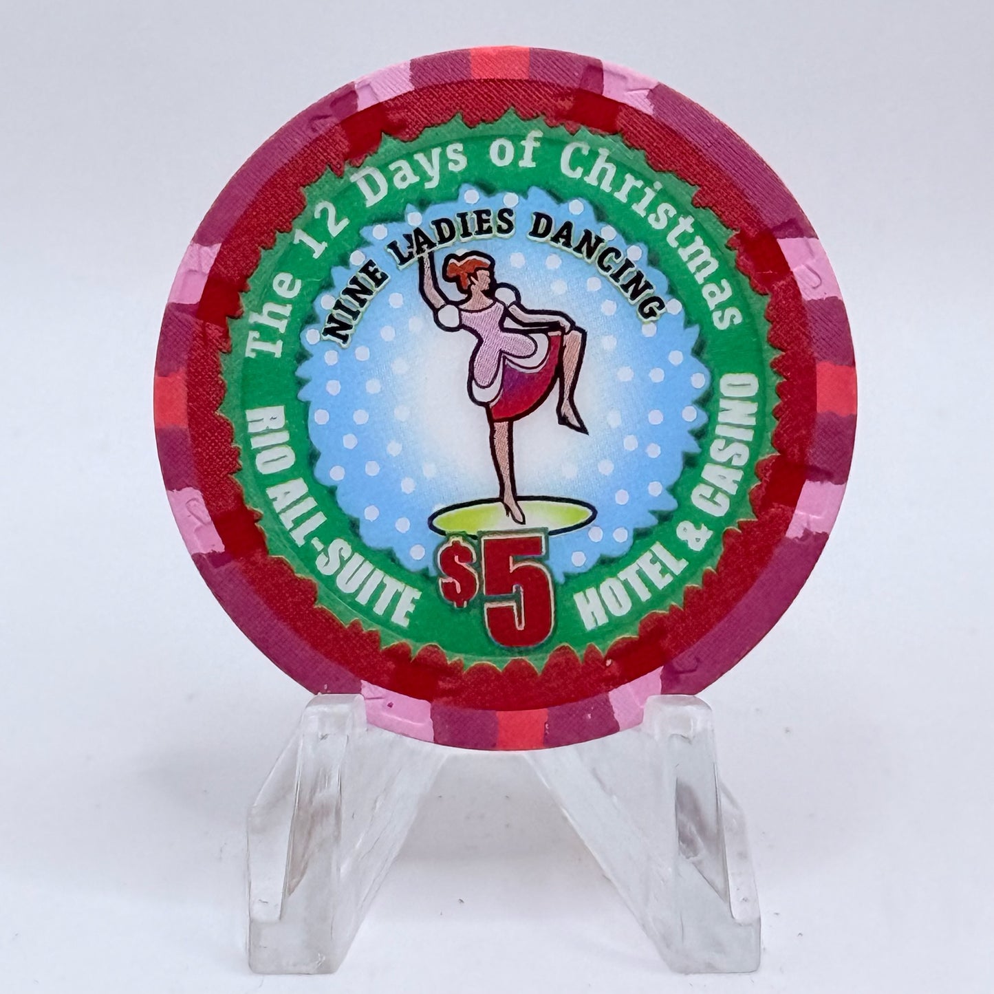 Rio Las Vegas Nevada 2004 'Nine Ladies Dancing' Series 17 LE $5 Casino Chip E4056