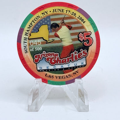Arizona Charlie's Decatur (West) Las Vegas Nevada 2004 'US Open, South Hampton' LE $5 Casino Chip E3894