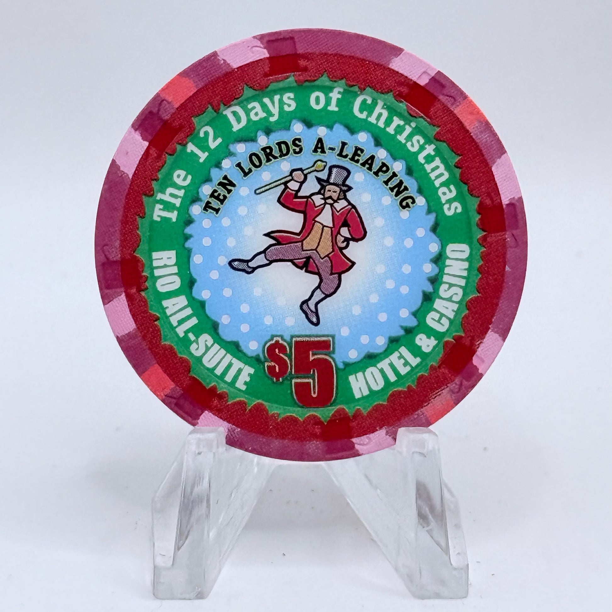 Rio Las Vegas Nevada 2004 'Ten Lords A Leaping' Series 17 LE $5 Casino Chip E4060