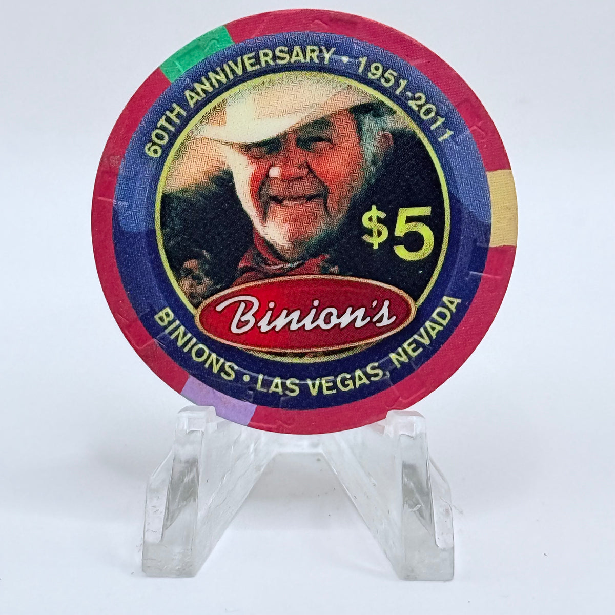 Binion's Gambling Hall Las Vegas Nevada 2011 '60th Anniversary' LE $5 Casino Chip D0270