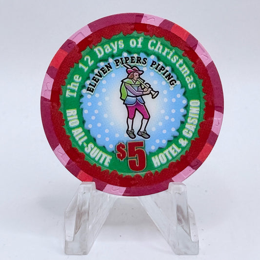 Rio Las Vegas Nevada 2004 'Eleven Pipers Piping' Series 17 LE $5 Casino Chip E4053