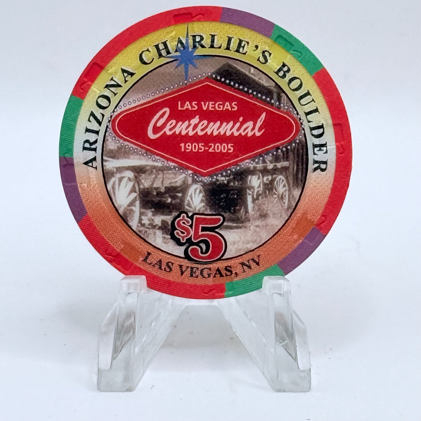 Arizona Charlie's Boulder (West) Las Vegas Nevada 2005 'Las Vegas Centennial' LE $5 Casino Chip E4367