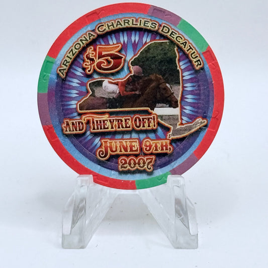 Arizona Charlie's Decatur (West) Las Vegas Nevada 2007 'And They're Off' LE $5 Casino Chip E6192