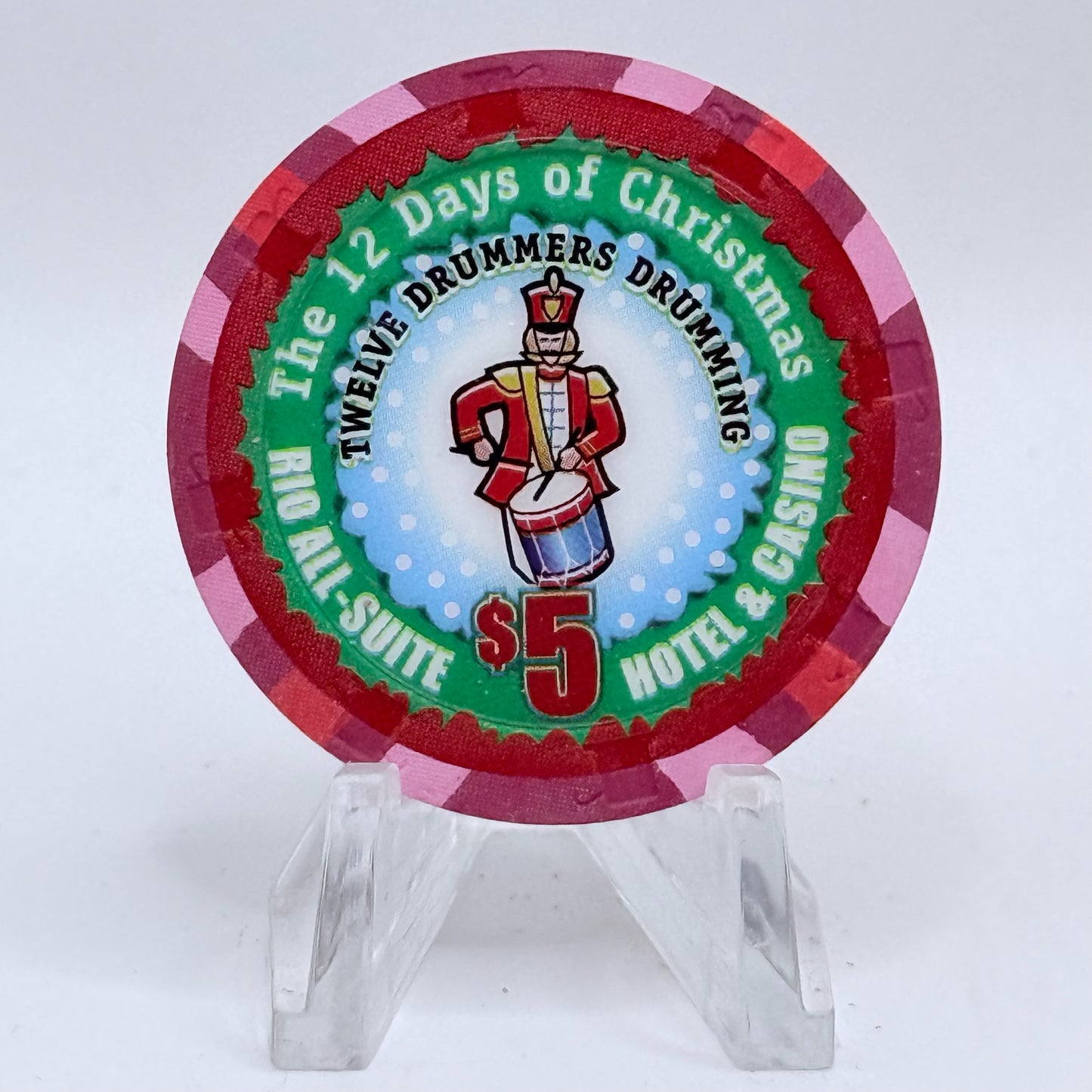 Rio Las Vegas Nevada 2004 'Twelve Drummers Drumming' Series 17 LE $5 Casino Chip E4062
