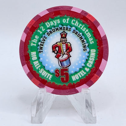 Rio Las Vegas Nevada 2004 'Twelve Drummers Drumming' Series 17 LE $5 Casino Chip E4062