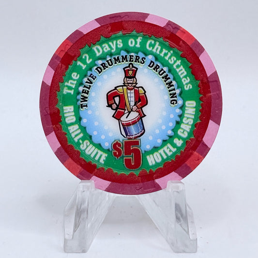 Rio Las Vegas Nevada 2004 'Twelve Drummers Drumming' Series 17 LE $5 Casino Chip E4062