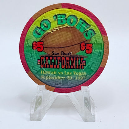 California Hotel Las Vegas Nevada 1997 'Rainbow Football' LE $5 Casino Chip N9429