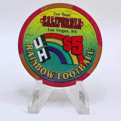 California Hotel Las Vegas Nevada 1997 'Rainbow Football' LE $5 Casino Chip N9429