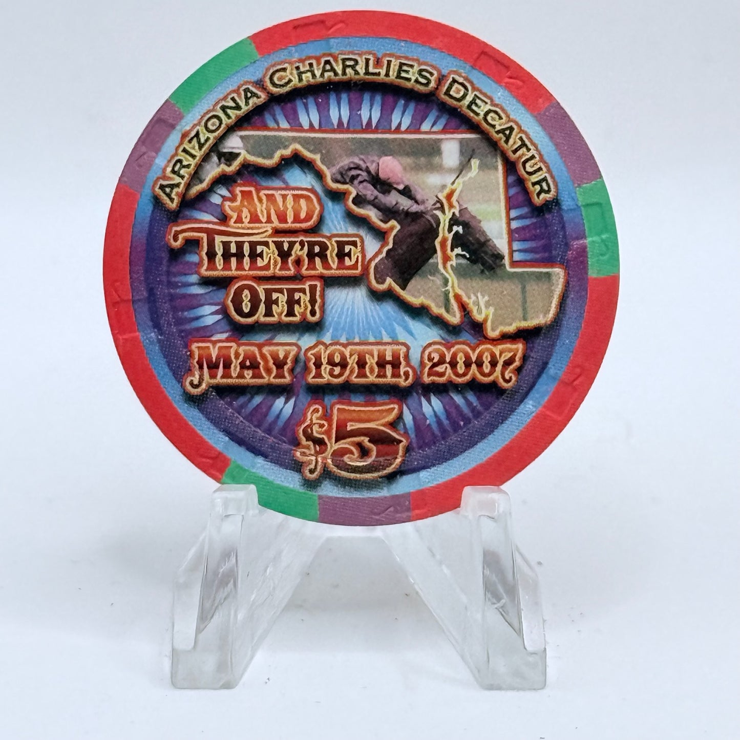 Arizona Charlie's Decatur (West) Las Vegas Nevada 2007 'And They're Off Preakness' LE $5 Casino Chip E6194