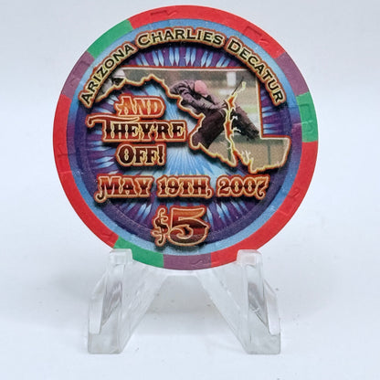 Arizona Charlie's Decatur (West) Las Vegas Nevada 2007 'And They're Off Preakness' LE $5 Casino Chip E6194