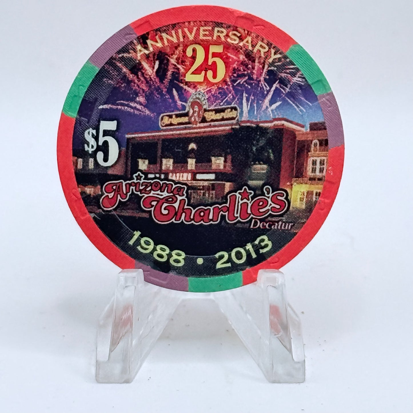 Arizona Charlie's Decatur (West) Las Vegas Nevada 2013 '25th Anniversary' LE $5 Casino Chip D1126