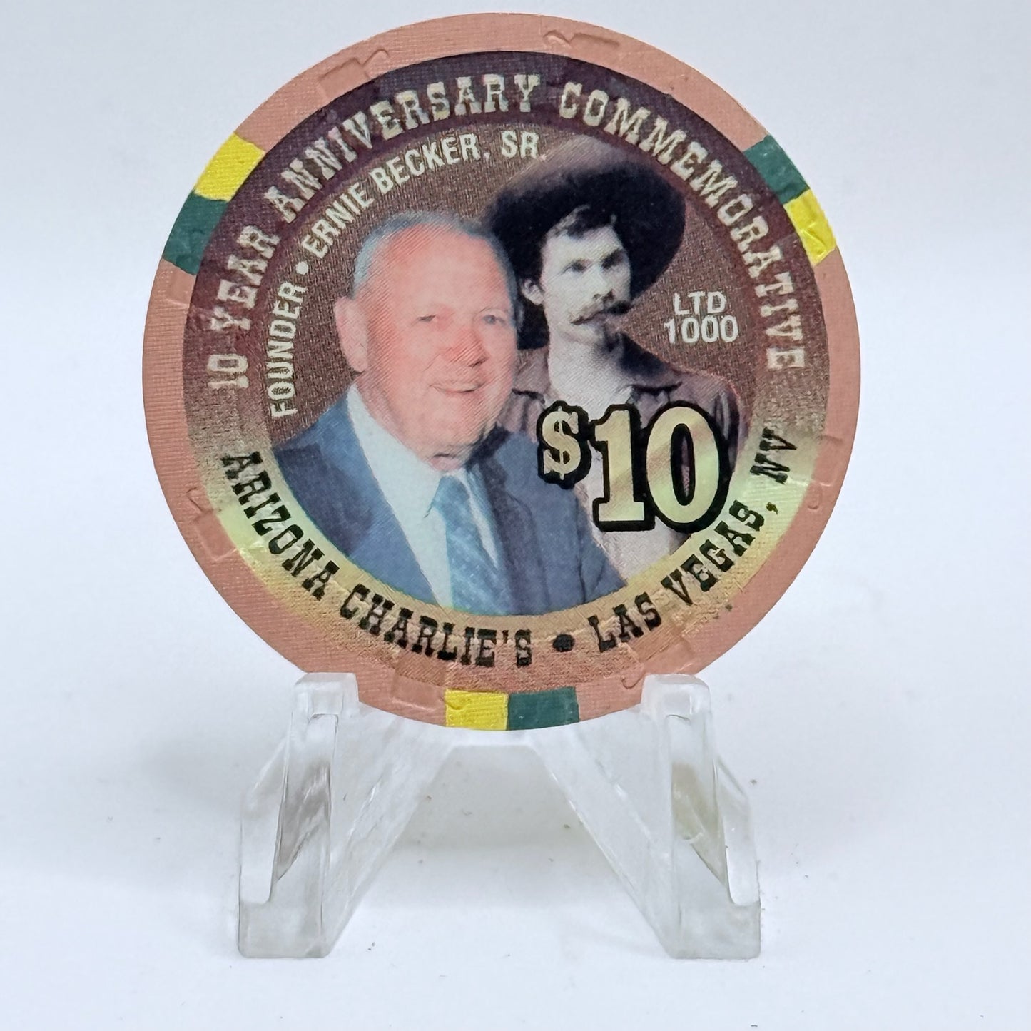 Arizona Charlie's Decatur (West) Las Vegas Nevada 1998 '10th Anniversary' LE $10 Casino Chip V2005