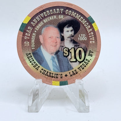 Arizona Charlie's Decatur (West) Las Vegas Nevada 1998 '10th Anniversary' LE $10 Casino Chip V2005