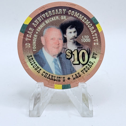 Arizona Charlie's Decatur (West) Las Vegas Nevada 1998 '10th Anniversary' LE $10 Casino Chip V2005