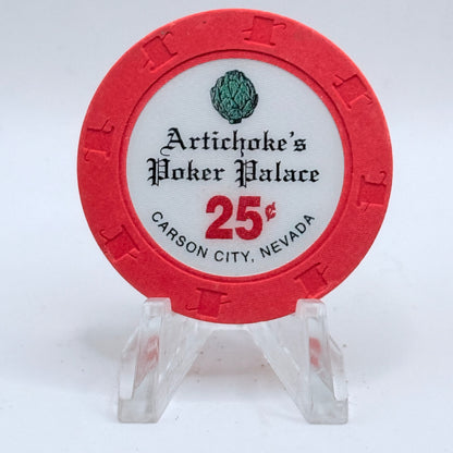 Artichoke's Poker Palace Carson City Nevada 1997 $0.25 Casino Chip V2016